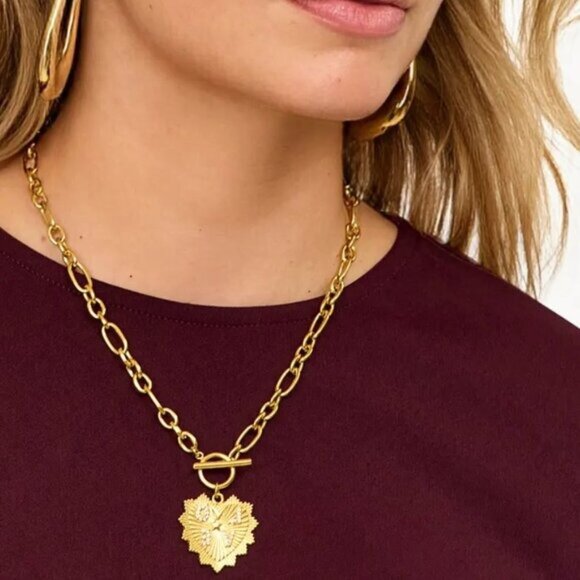 Gold LOVE Heart Necklace Chunky Gold Chain CZ Charm Statement Jewelry Waterproof - Picture 16 of 17